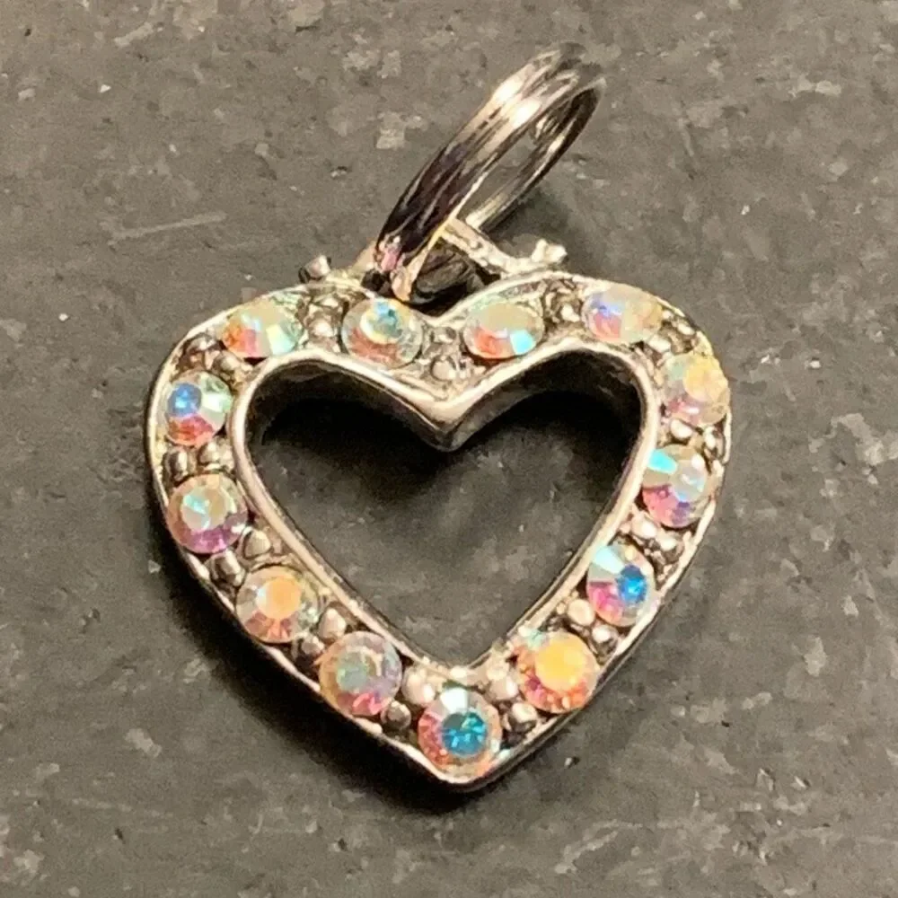 Sterling Silver 925 Open Heart Pendant Charm for Necklace or Bracelet - Pavé Cry